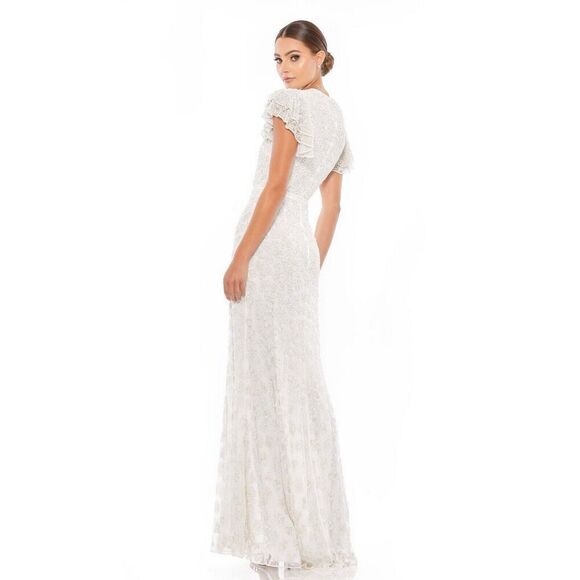 NWT Mac Duggal 10748 White Floral Beaded Gown Dress Size 4 $598 - Picture 4 of 14